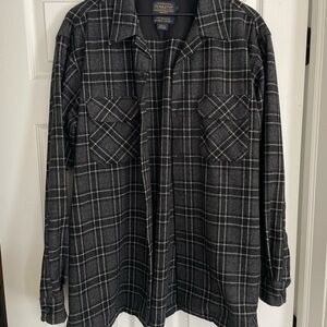 Pendleton Black and White Plaid Casual Button Down Shirt